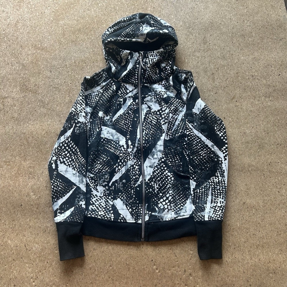 Lululemon Jacket Women's Size 8 Scuba Hoodie Black White Static Mist Full Zip